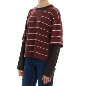 T-SHIRT RILEY RIGATA 2in1 MARRONE